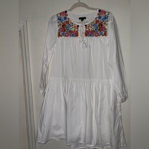 J.Crew  Farmers Market Poplin floral Embroidery Tunic dress